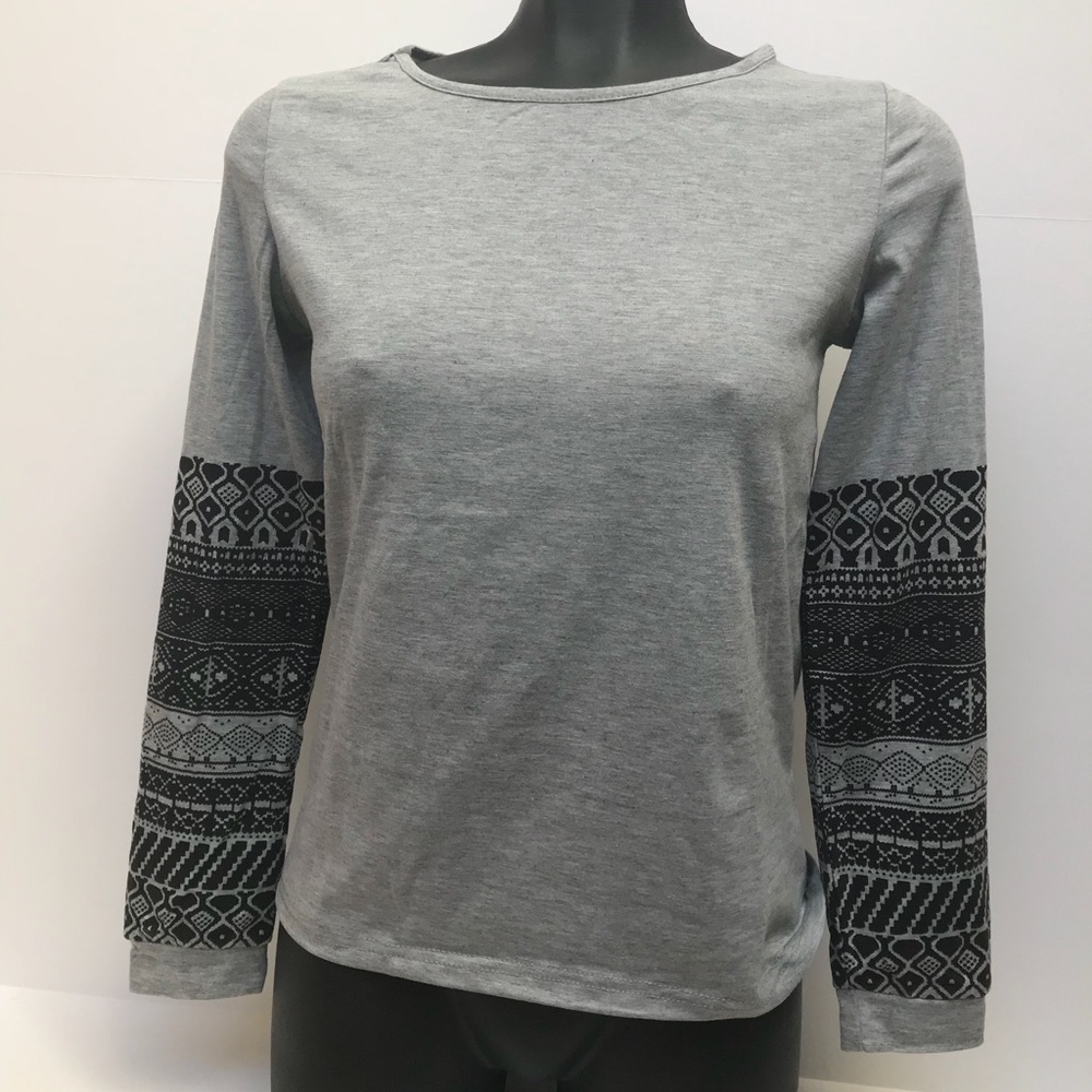 Geometric design long sleeve tee